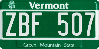 VT license plate ZBF507