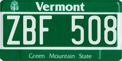 VT license plate ZBF508