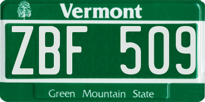 VT license plate ZBF509