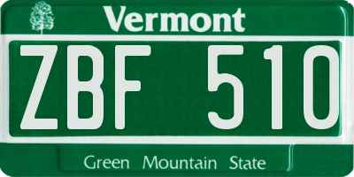 VT license plate ZBF510
