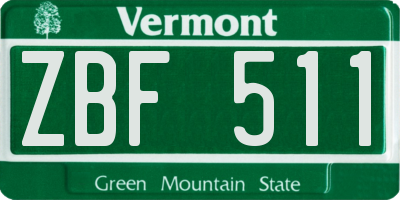 VT license plate ZBF511