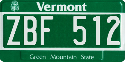 VT license plate ZBF512