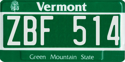 VT license plate ZBF514