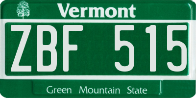 VT license plate ZBF515