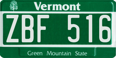 VT license plate ZBF516