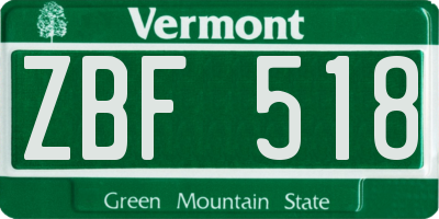 VT license plate ZBF518