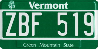 VT license plate ZBF519
