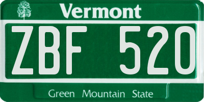 VT license plate ZBF520