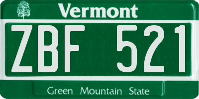 VT license plate ZBF521