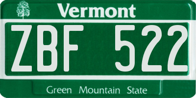 VT license plate ZBF522