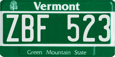 VT license plate ZBF523