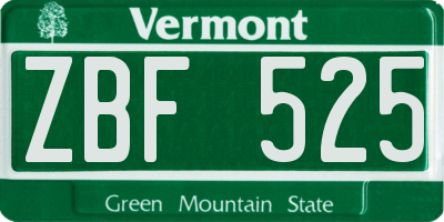 VT license plate ZBF525