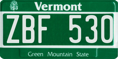 VT license plate ZBF530