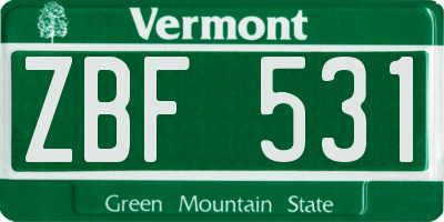 VT license plate ZBF531