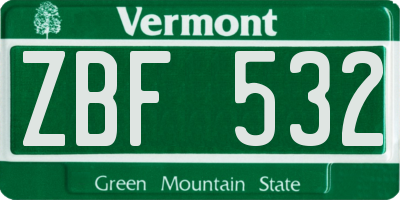 VT license plate ZBF532