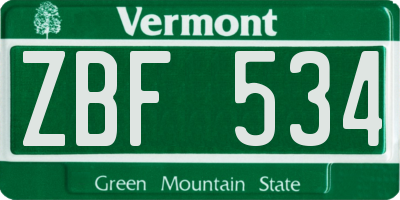 VT license plate ZBF534