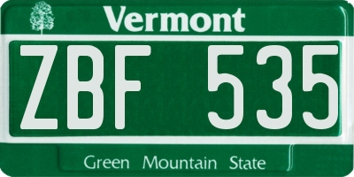 VT license plate ZBF535