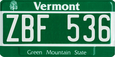 VT license plate ZBF536