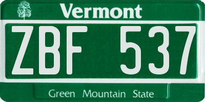 VT license plate ZBF537