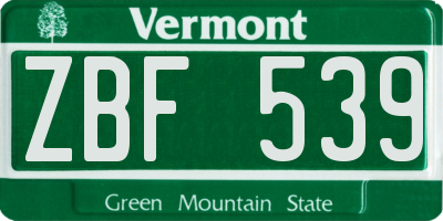 VT license plate ZBF539