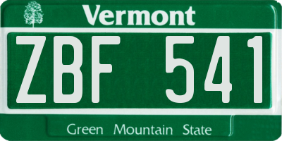 VT license plate ZBF541