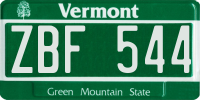 VT license plate ZBF544