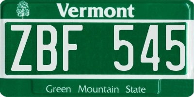 VT license plate ZBF545