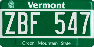 VT license plate ZBF547