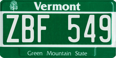 VT license plate ZBF549