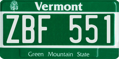 VT license plate ZBF551