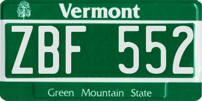 VT license plate ZBF552