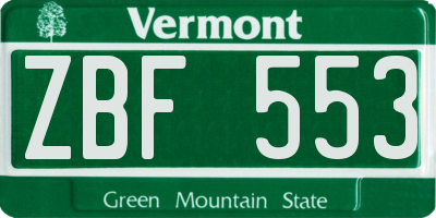 VT license plate ZBF553