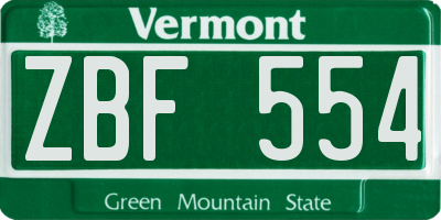 VT license plate ZBF554