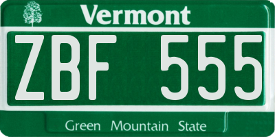 VT license plate ZBF555
