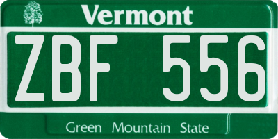 VT license plate ZBF556