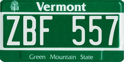 VT license plate ZBF557