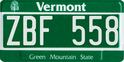 VT license plate ZBF558