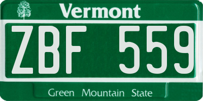 VT license plate ZBF559
