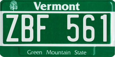 VT license plate ZBF561