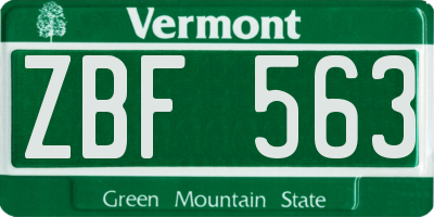VT license plate ZBF563