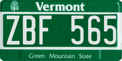 VT license plate ZBF565