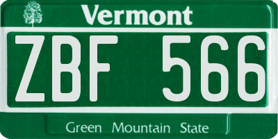 VT license plate ZBF566