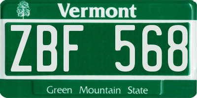 VT license plate ZBF568