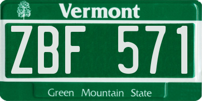 VT license plate ZBF571