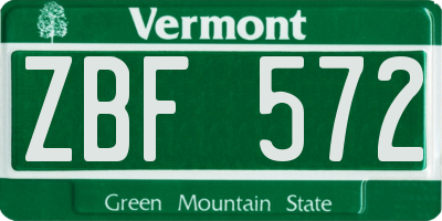 VT license plate ZBF572