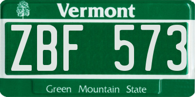 VT license plate ZBF573
