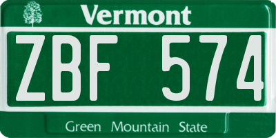 VT license plate ZBF574