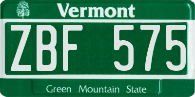 VT license plate ZBF575
