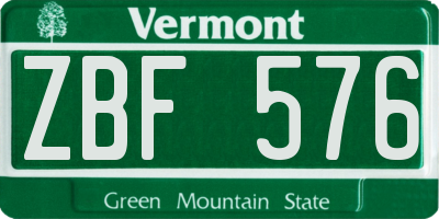 VT license plate ZBF576
