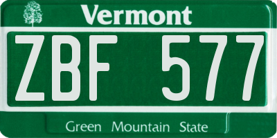 VT license plate ZBF577